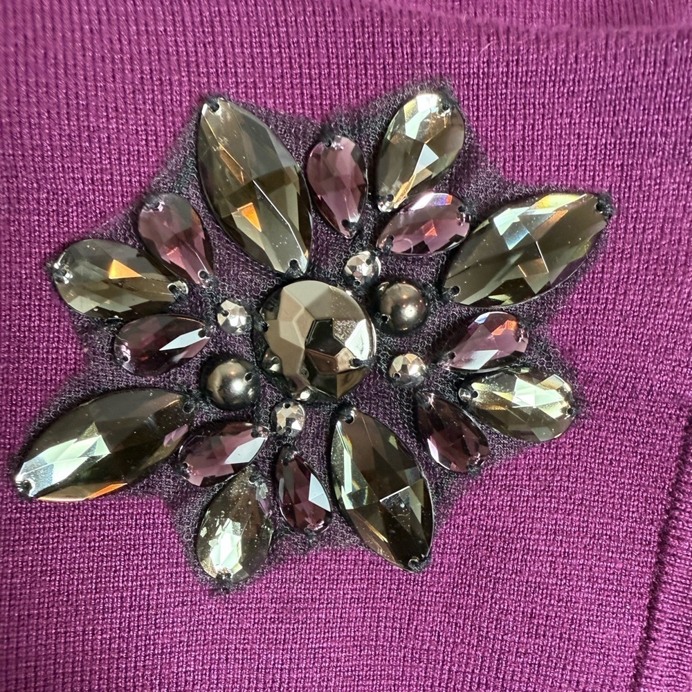 JM Collection Rich Purple Knit Classic Cottagecore Poncho/size L - Picture 11 of 14
